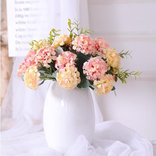 Free Shipping Hydrangea Artificial Flower Bouquet Vase Wedding Bride Hand Holding Simulated Rose Flower Bridesmaids Hand Flower