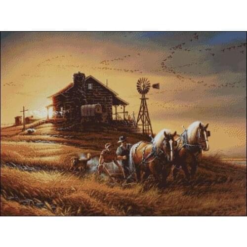Free delivery Top Quality popular counted cross stitch kit farming the road to home farmland love