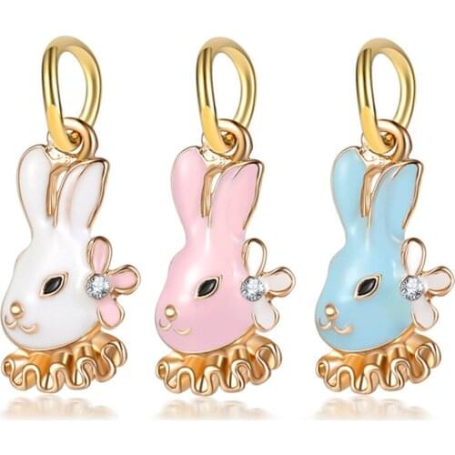 New Cute Candy Color Bunny Pendant DIY Beads Suitable for Original Pandora Charm Bracelet Ladies Jewelry Making Gifts
