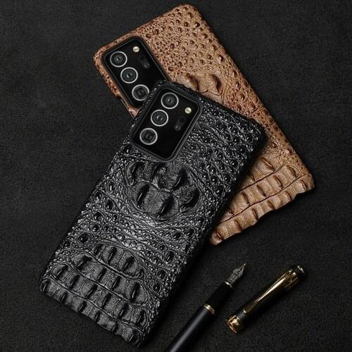 Genuine Leather 3d Crocodile Head Phone Case For Samsung Galaxy Note 20 Ultra 10 9 Plus A50 A70 A51 S10 S20 S9 S10 S8 Plus Cover