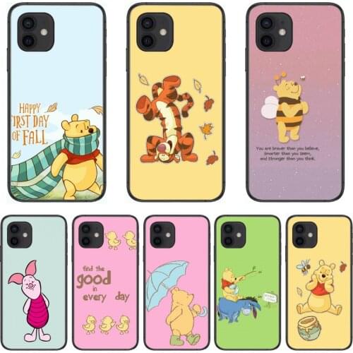 Phone Case Disney Winnie Donkey Tiger Style Phone Case cover For iphone 12 pro max 11 8 7 6 s XR PLUS X XS SE 2020 mini black