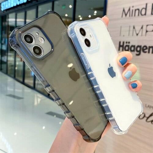 Transparent Shockproof Phone Case For iPhone 12 11 Pro Max XR XS Max X 12 Mini 7 8 Plus 11 Soft Silicone Bumper Clear Back Cover