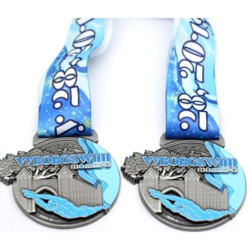 Cheap Custom antique Silver Plated Medallions hot sales Metal Swimming Sport Medal Of Honor high quality custom metal medals