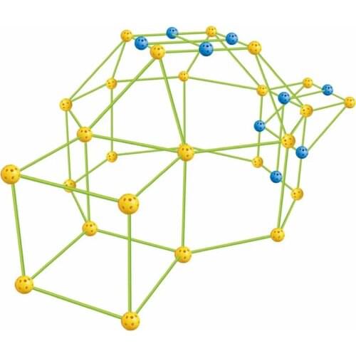 Child Cabin Construction Kit for Kids Boys Girls Construction Fort Building Kit with Rod Link Spheres and Tent DEC889