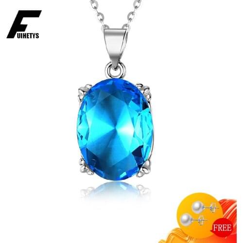 BaliJelry Elegant Necklace 925 Silver Jewelry Oval Sapphire Gemstone Pendant Accessories for Women Wedding Engagement Wholesale