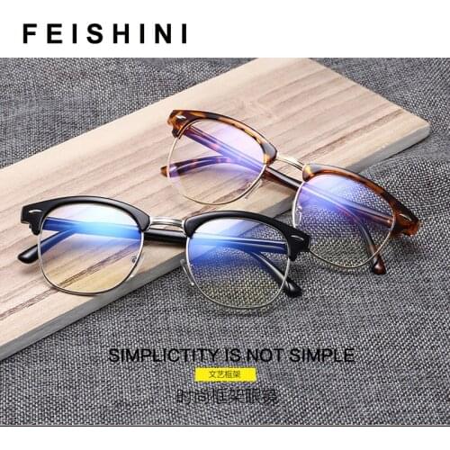 Feishini Anti Blue Light Blocking Filter Reduces Digital Strain Clear Regular Computer Gaming Eye Glasses Women Improve Comfort