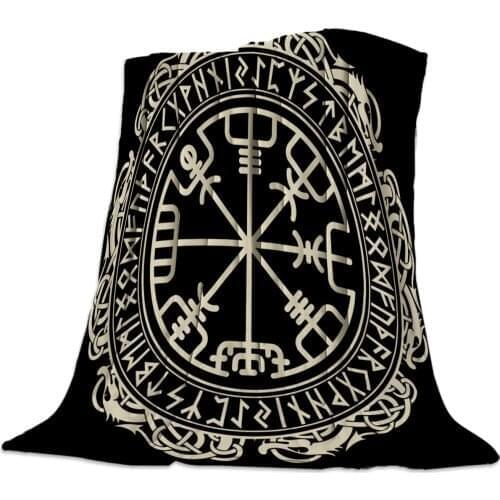 Flannel Blanket for Bed Mandala Compass Black Tattoo Throw Blanket Portable Soft Blanket Warm Sofa Bed Sheets Blanket for Picnic