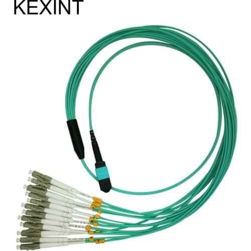 KEXINT Factory directly MTP to LC UPC Multimode OM3 12port Breakout Wholesale Fiber Optic Patchcord / 7Meters