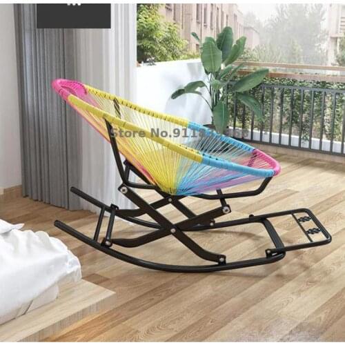 Nordic rocking chair household rocking chair leisure adult easy chair rattan deck chair balcony lazy chair summer rattan chair