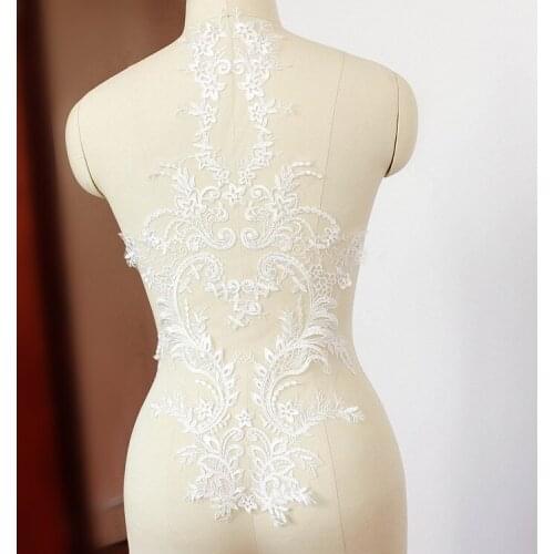 New design embroidery lace wedding dress applique DIY bridal headdress lace collar lace fabric patch