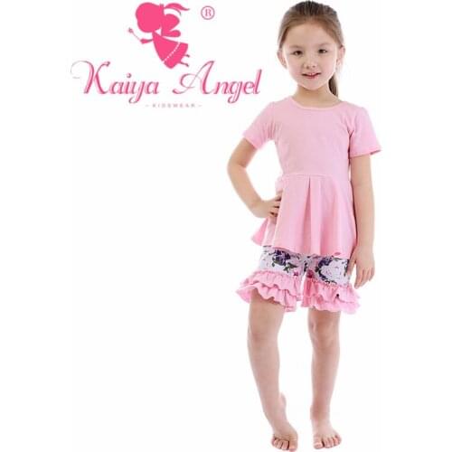 Kaiya Angel Toddler Girls Summer Clothing Set Light Pink Cotton Top with Short Sleeves Camellia Pants Boutique Kids Clothes