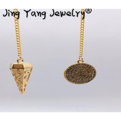 Pendulum Reiki Metal Copper Dowsing Healing Pyramid Pendant Charms Chakra pendulo Chrome gold Amulet pendulos para radiestesia