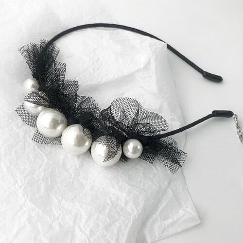 MOGAKU Vintage Imitation Pearl Headband Women Bohemia Headdress Mesh Hair Accessories Party Wedding Hair Hoop Fashion Jewelry
