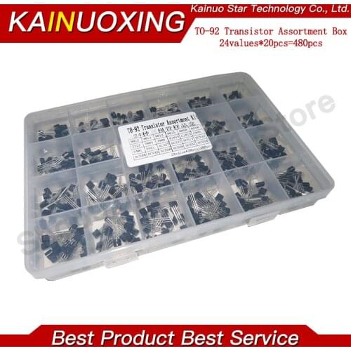 24 Values TO-92 Transistor Assortment Assorted Kit Each BC327 BC337 BC517 BC547 BC548 BC549 2N2222 3906 3904 5401 5551 C945 1015