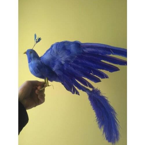 New simulation blue Phoenix toy foam&furs wings bird gift about 45x50cm 2826