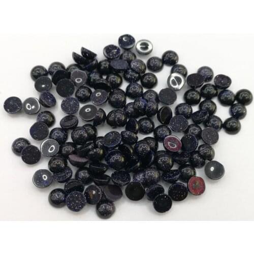 Wholesale Fashion blue sand stone beads 4mm charm round CAB cabochon beads for jewelry Ring accessories no hole 50Pcs/lot