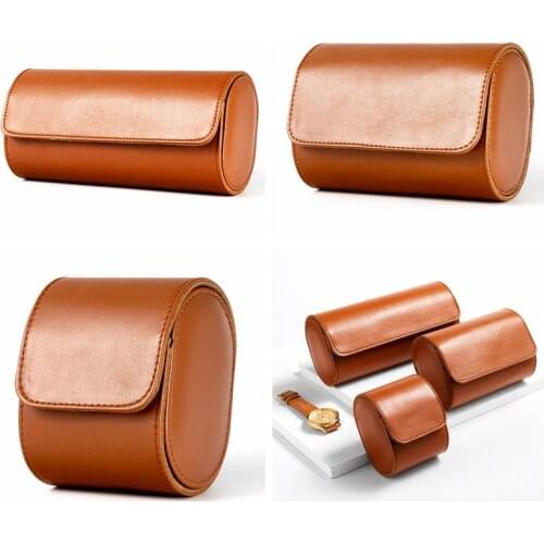 1/2/3 Grid Watch Storage Box Brown Retro PU Leather Slot Mechanical Quartz Watch Display Organizer for Business Travel Men Women