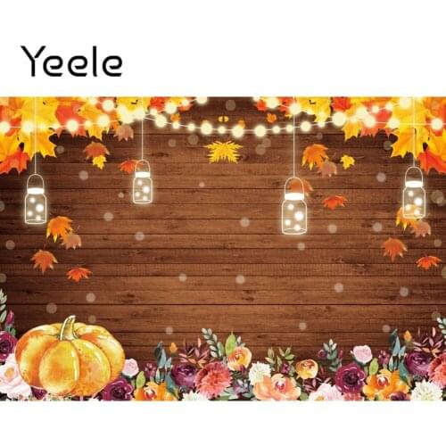 Yeele Autumn Backdrop Wood Board Flowers Fallen Leaves Baby Portrait Party Photographic Background Photography Photo Studio