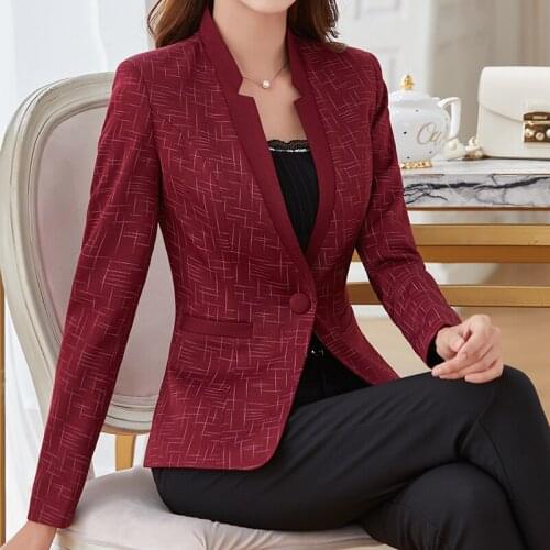 Autumn new fashion collar temperament Slim small suit womens jacket a button Blazers suit casual S-5XL large size