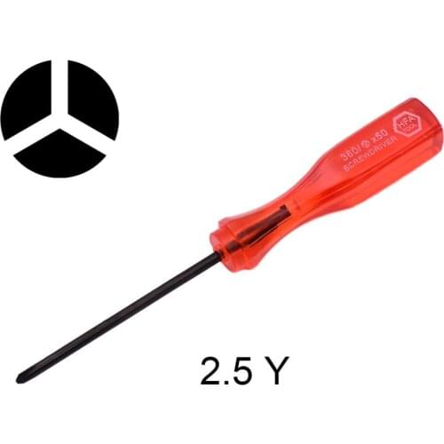 Red Y0 Tri-wing 2.5mm Y Screwdriver 2.5Y Tri Wing Screw driver Key for Nintendo Wii Game 2000pcs/lot