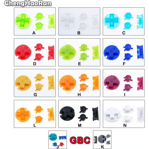 ChengHaoRan Plastic Black/White Power ON OFF Buttons Key D-Pad for Gameboy Color GBC Colorful Buttons for GBC D Pads A B Buttons