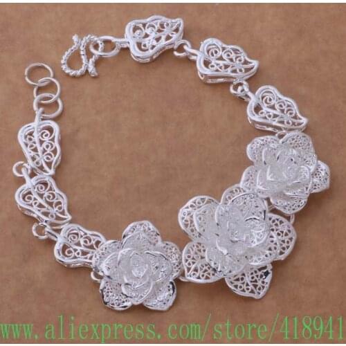 Silver Plated bracelet, Silver Plated fashion jewelry big flower /egzamyga bibajzia AH284