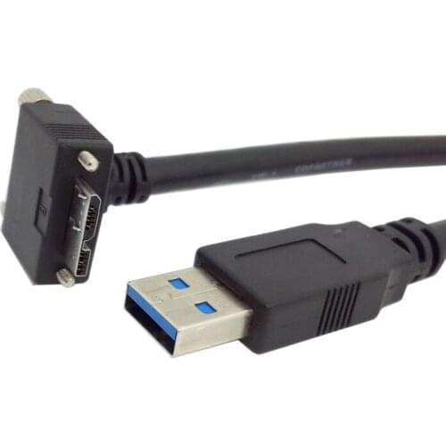 Industrial Camera 90 degree UP/Down Angular Micro B USB 3.0 Screw mounting to USB 3.0 USB3.0 Type A connector data cable 3.0m