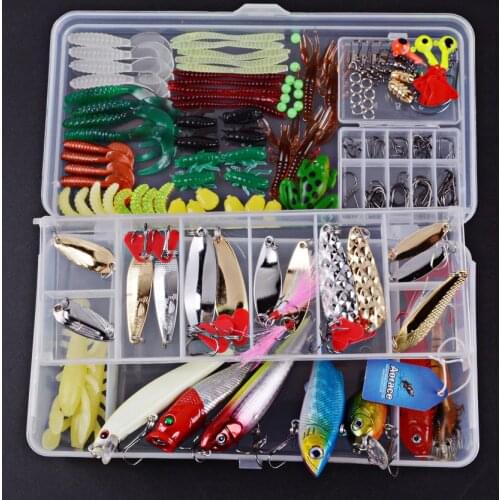 Fishing Lure Minnow/Popper/Spoon Metal Wobbler Lure Soft Bait Fishing Lure Kit AOrace Isca Artificial Mixed Color/Style/Weight