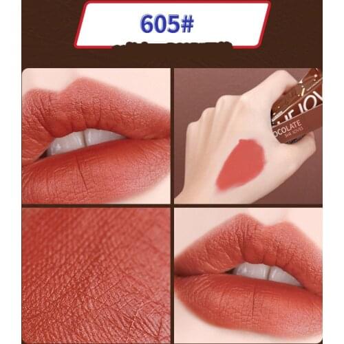 Chocolate Matte Lipstick Lip Gloss Non-fading Long Lasting Waterproof Sweatproof Portable Non-fading Lip Gloss Cosmetic Tool