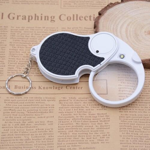 LED Lighted 5X Folding Pocket Magnifier 45mm Diameter Flip Open Lens, Portable Magnifying Glass for Reading, Inspection, Jewelry