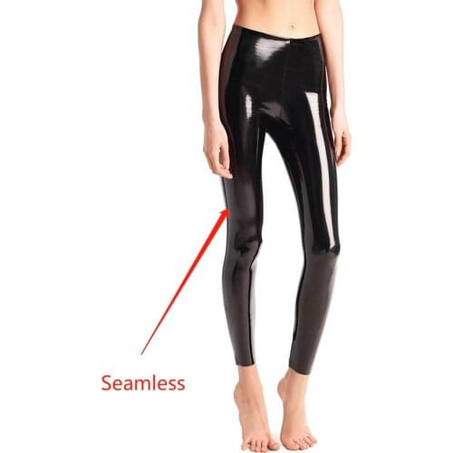 Women Sexy Skinny Side Seamless PVC Pants PU Faux Leather Leggings Slim Bodycon Pencil Trousers Low Waist Plus Size Custom Party