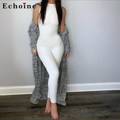 Women Sleeveless High Waist Sports Jumpsuits Long Pencil Pants Rompers Sexy Bodycon Catsuit Onesies Combinaison Femme Overalls