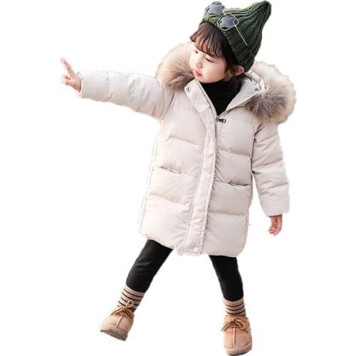 Winter Down Jacket Kids Warm Fur Hooded Cotton Clothes Boys and Girls Solid Children Coat for 2T To 6 Years High Quality Fashion