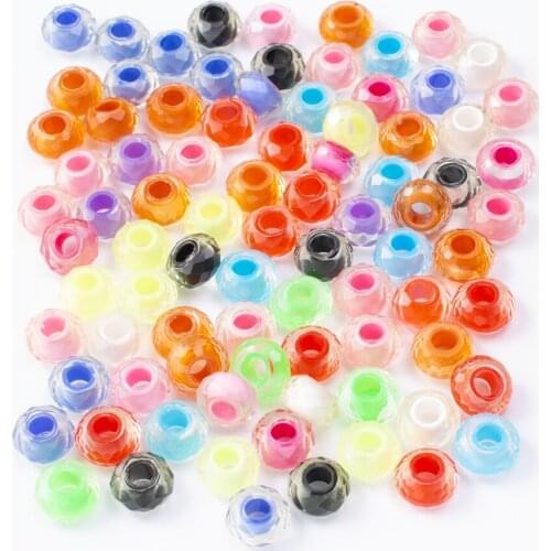 20Pcs/Lot Mix Color Silver Plated Buckle DIY Resin Plastic Bead Charm Fits for Pandora European Jewelry Bracelet js2260