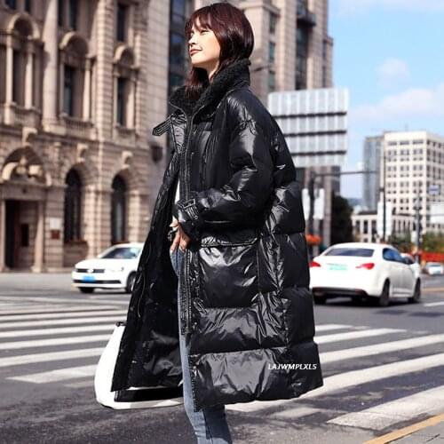2020 New elegant Lamb wool stand-up collar Winter down coat women Parka Fashion Oversize Black/Khaki casual outwear YRF227