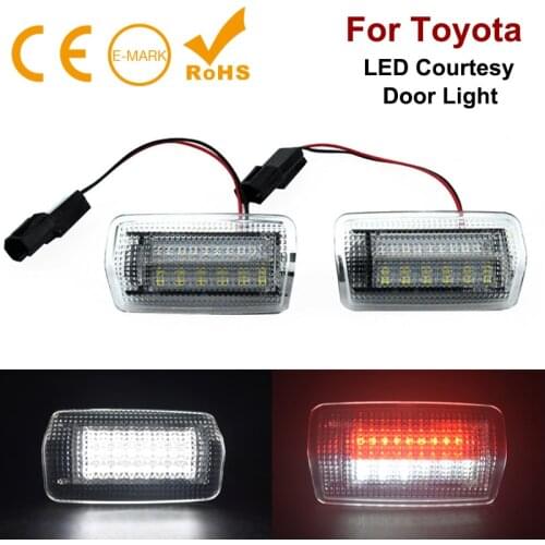 2x Flash LED Welcome Courtesy Door Dual Color RED WHITE Light Assembly For Toyota Land Cruiser 200 Series 150 Series Prado MK4