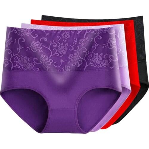 3Pcs Womens Panties High Waist Abdominal Seamless Underwear Cotton Sexy Briefs Girls Plus Size Underpant Women Intimates Female
