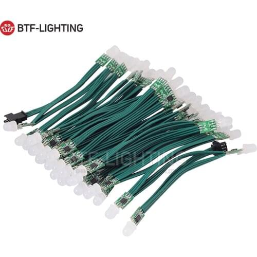 50/100pcs 9mm DC12v Green Wire Cable WS2811 IC Led pixel Module String, Non-waterproof IP30 Full color Addressable