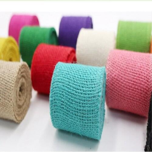 6cm Wide Twelve-color Linen Roll with Christmas Home Decoration Flowers Gift Box Packaging Materials DIY Handmade Accessories