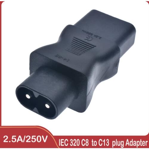 IEC 320 C13 3-Pin Female To C8 2-Pin Male Straight Power Plug Converter Adapter