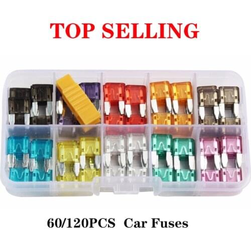 60/120PCS Fuse Car Kit Assorted Auto Car Truck Standard Blade Fuse Assortment 2A 3A 5A 7.5A 10A 15A 20A 25A 30A 35A Car Fuse