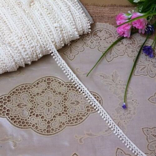 White tassel ball embroidered lace fabric , DIY handmade materials lace trim diy lace ribbon decoration 1.3cm