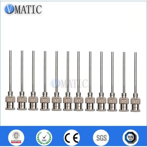 Free Shipping 12Pcs 1 Inch Tip Length 17G Blunt Stainless Steel Dispensing Needles Syringe Needle Tips Glue Dispenser Needle