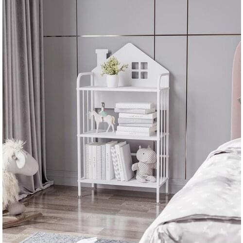 Safety and environmental protection small house childrens bookshelf large capacity bedside iron storage rack