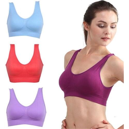 Women Girls Padded Seamless Fitness Bra Vest Tops Rimless Bras Breathable Lingerie Underwear