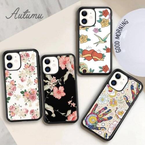 Floral Vintage Pattern Phone Case for iPhone 11 12 Pro Max mini X XR XS SE 2020 5 6S 7 8 Plus Samsung Galaxy S9 S10 Cover shell