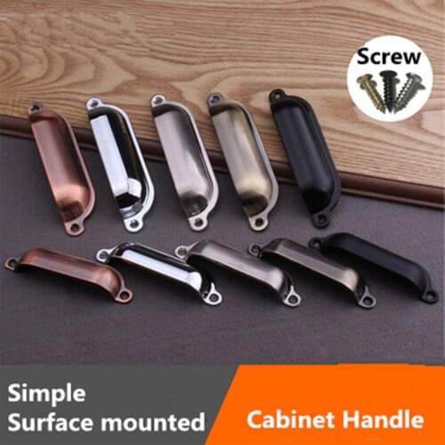 Retro Surface mounted black antique bronze antique copper shell drawer cabinet pull knob chrome stain nickle cupboard handle