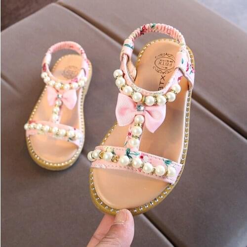Kids Sandals Girls Shoes New Summer Bowknot Beach Sandals Fashion Princess Girls Sandals Children Diamond Sandals For Girls