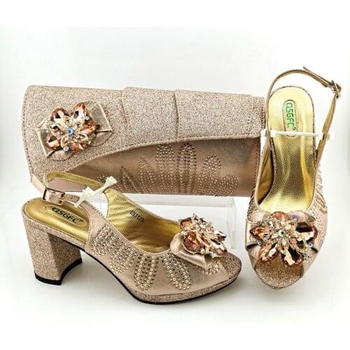 Doershow nice African Shoes And Bag Matching Set With Hot Selling Women Italian Shoes And Bag Set For Wedding! SFG1-8