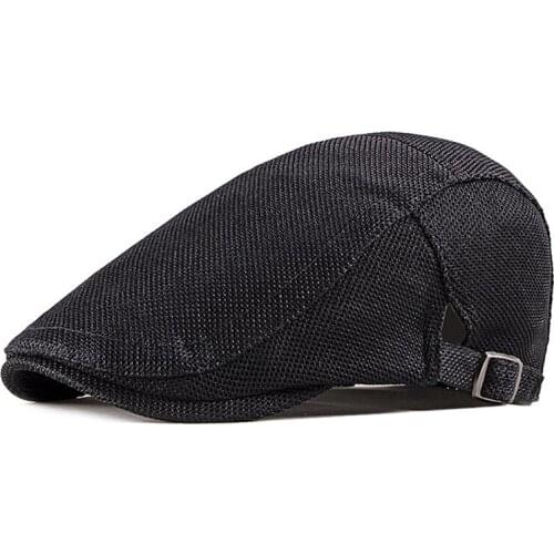 Mens Mesh Newsboy caps Spring Summer Casual Breathable Outdoor Retro Beret Hat Golf Hat Fashion Solid Flat Caps Woman